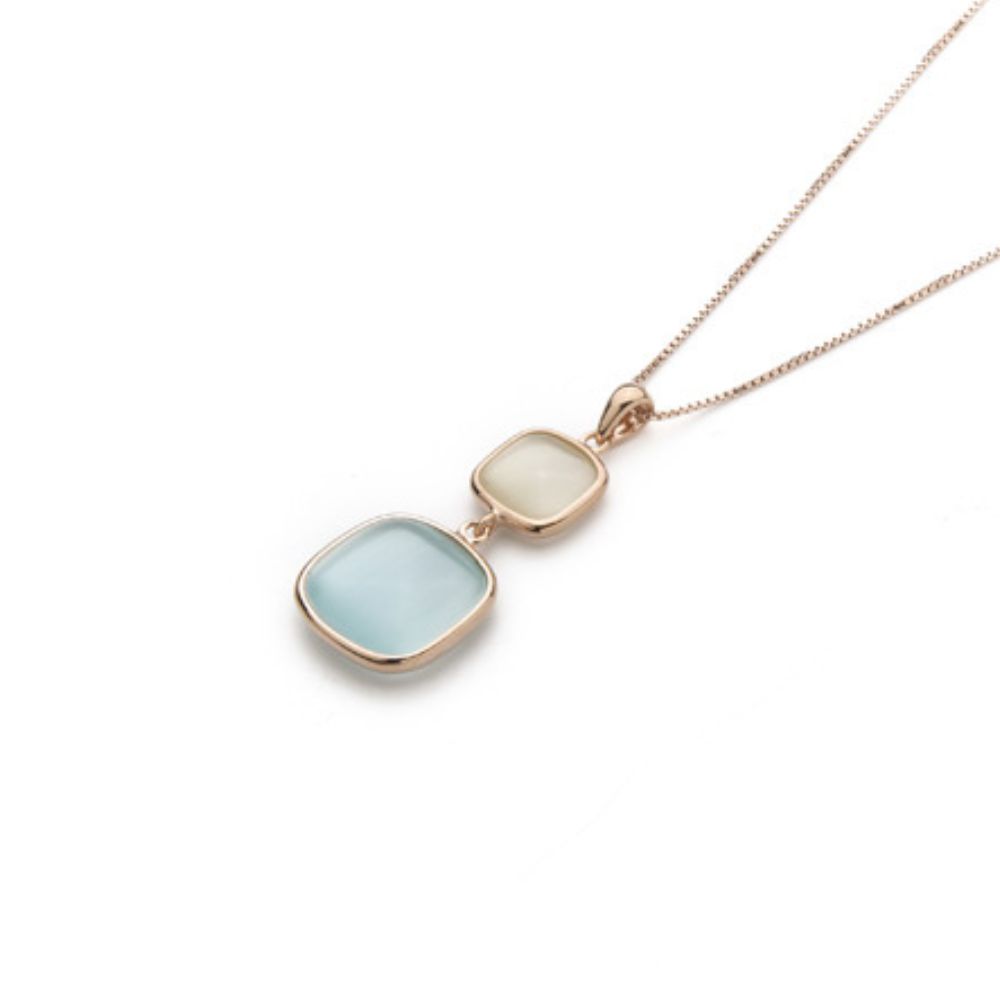 Collana Madi Marea con Quarzi Idrotermali Avorio e Celeste