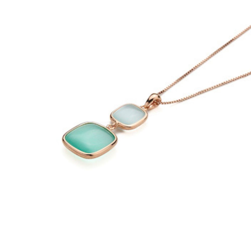 Collana Madi Marea con Quarzi Idrotermali Verde Acqua e Celeste