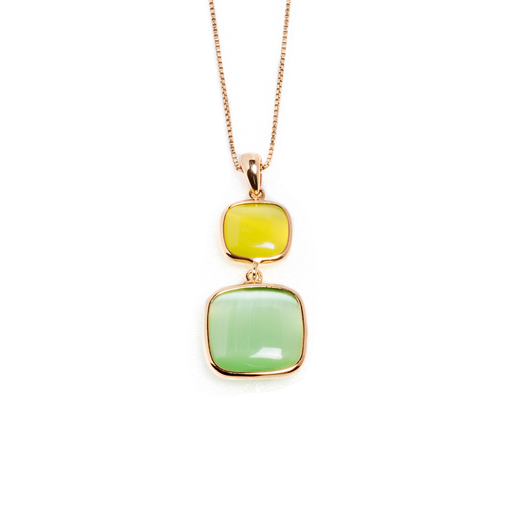 Madi Laguna Olive Pendant Necklace with Square Hydrothermal Quartz