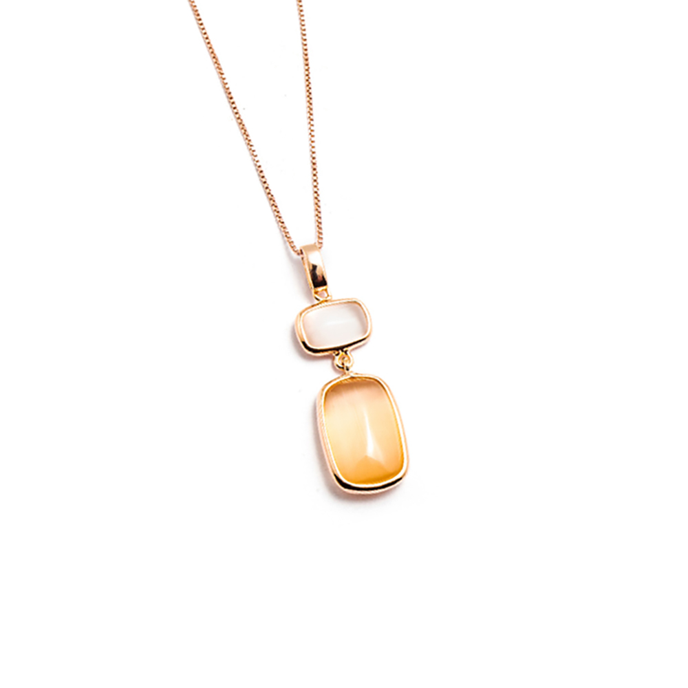 Madi Laguna Peach Necklace with Ice and Peach Quartz Pendants