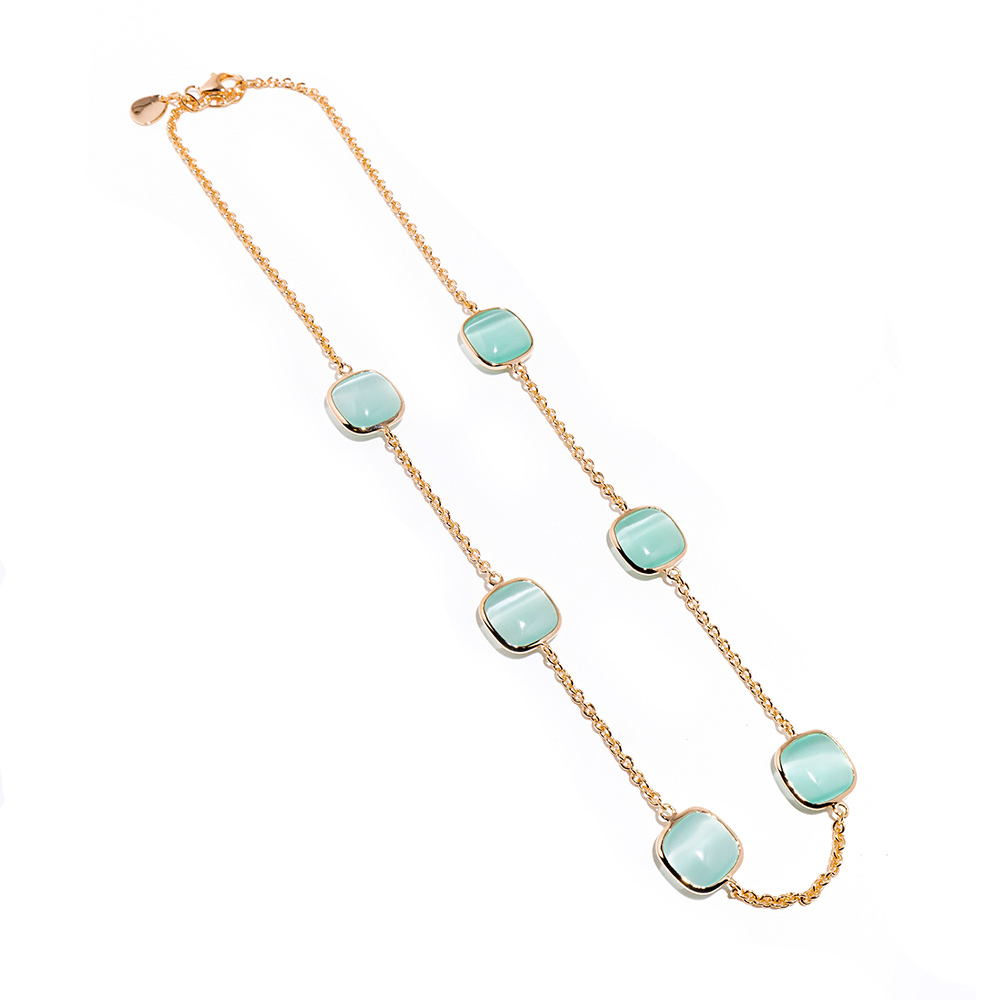 Madi Laguna Mono Necklace with Six Green Quartz