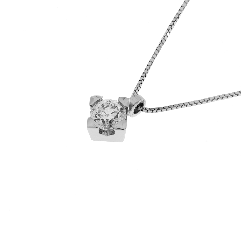 Collana PREMIUM Elli In Oro Giallo 585 Con Ciondolo Mano Di Fatima E Diamante 0,03 Ct - Ciondolo Hamsa Con Brillante - Gioiello Donna Con Scatola Regalo