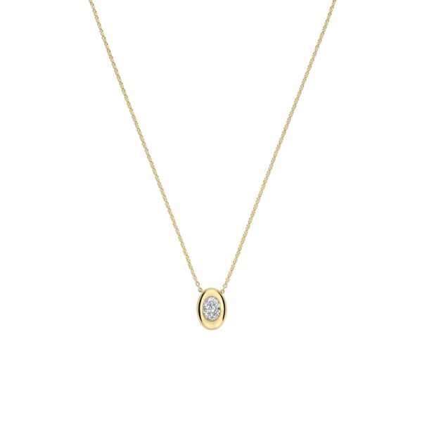 Collana Ti Sento Milano con Pendente Ovale Dorato e Zircone Collana Ti Sento Milano con Pendente Ovale Dorato e Zircone