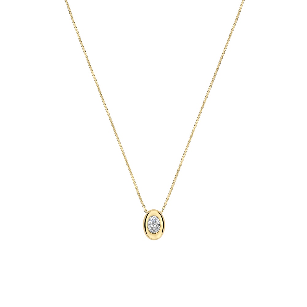 Collana Ti Sento Milano con Pendente Ovale Dorato e Zircone Collana Ti Sento Milano con Pendente Ovale Dorato e Zircone