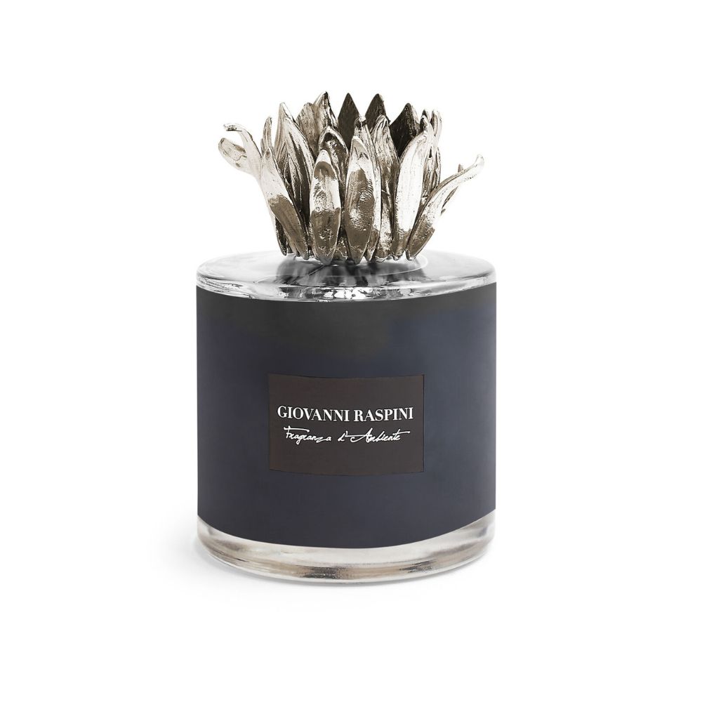 Diffusore Giovanni Raspini Fior di Loto Grande 500 ml “Nero Divino” in Bronzo Bianco