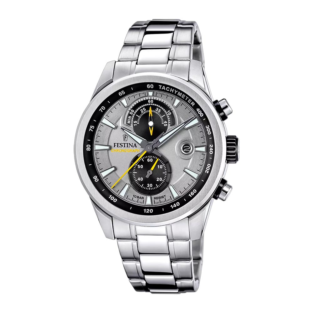 Festina Uhr Chrono Zeitlos Grau 44mm Festina Uhr Chrono Zeitlos Grau 44mm