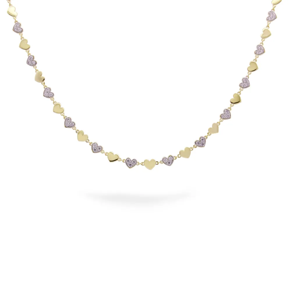 Rue des Mille Necklace with Alternating Hearts Stardust Ten