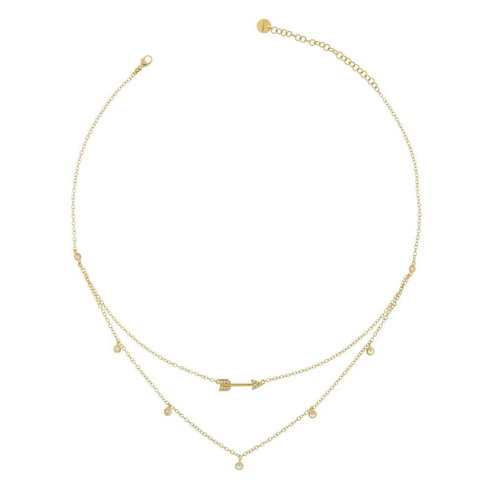 Rue des Mille Necklace Double Strand Arrow Zircons