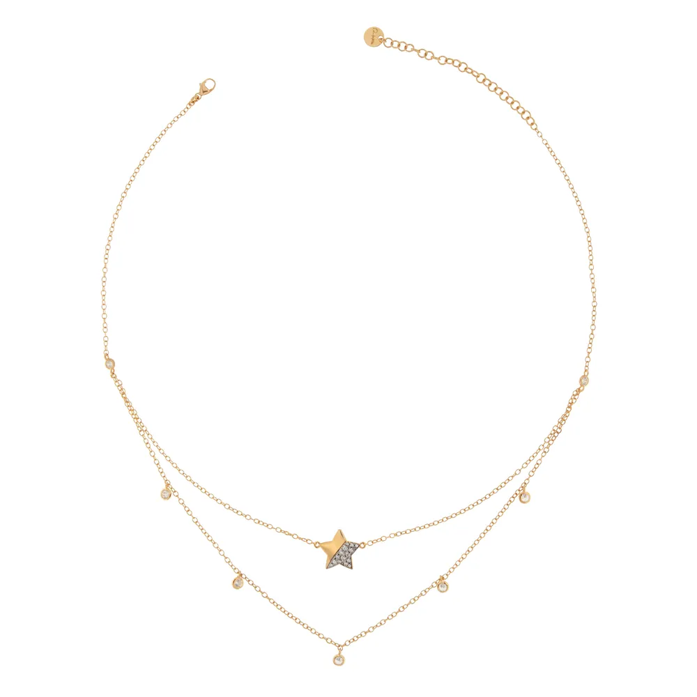 Rue des Mille Double Strand Star Zircons Necklace