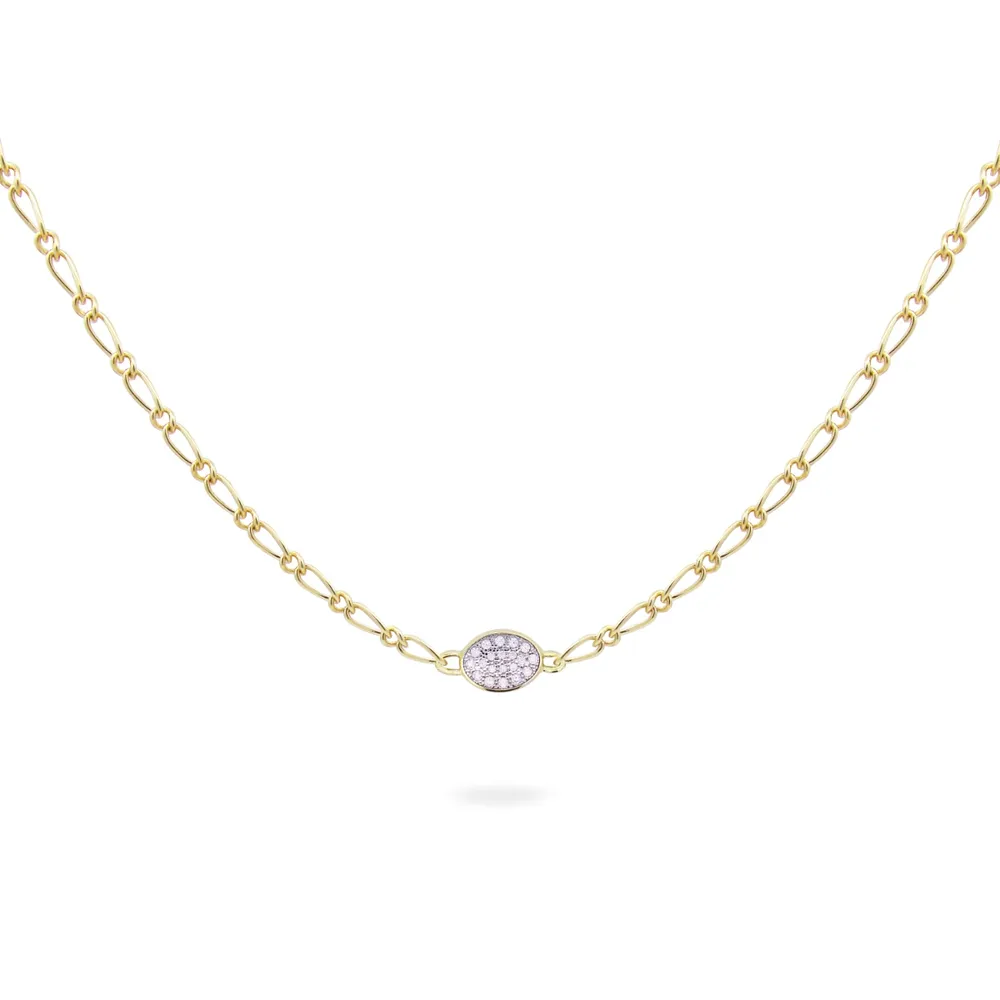 Rue des Mille Shapes Oval Small Pave Necklace