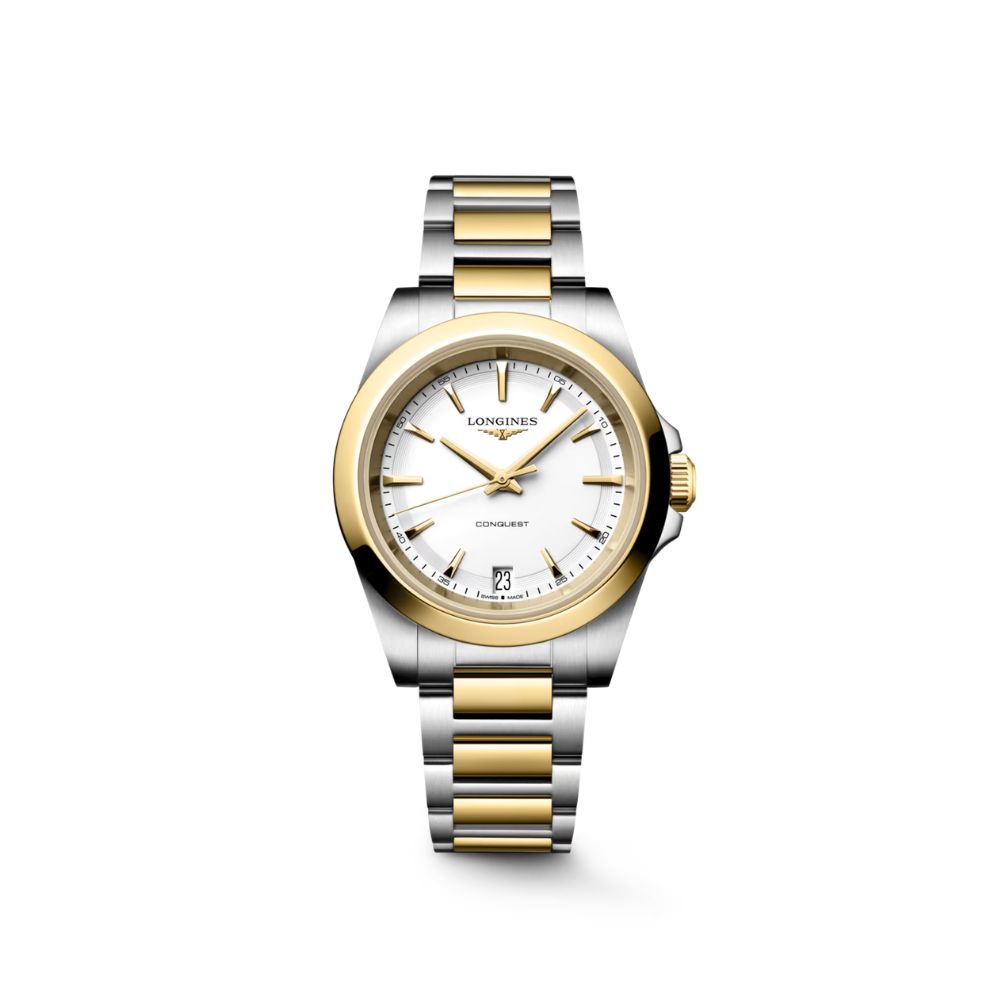 Longines Conquest Bianco Sabbiato Pvd Giallo Quartz 34mm Longines Conquest Bianco Sabbiato Pvd Giallo Quartz 34mm