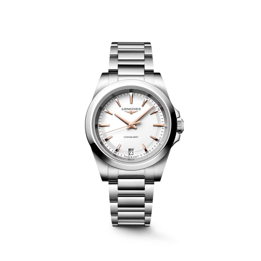 Longines Conquest Bianco Sabbiato Rosa Quartz 34mm Longines Conquest Bianco Sabbiato Rosa Quartz 34mm