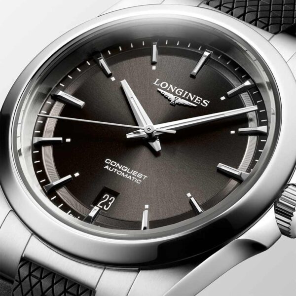 Longines Conquest Schwarz Caucciu 38 mm Uhr