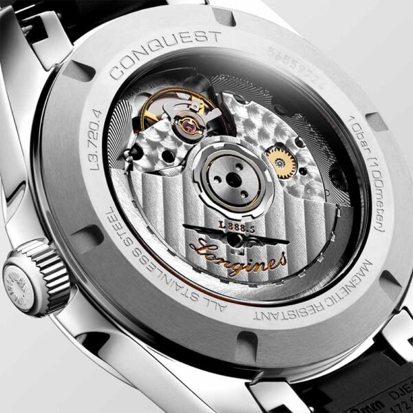 Longines Conquest Schwarz Caucciu 38 mm Uhr