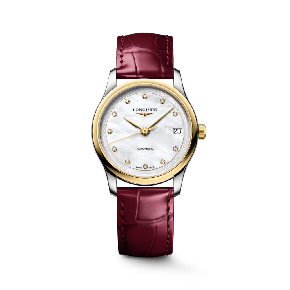 Longines Master Collection Madreperla Bianca Cuoio Bordeaux Automatico 34mm Longines Master Collection Madreperla Bianca Cuoio Bordeaux Automatico 34mm