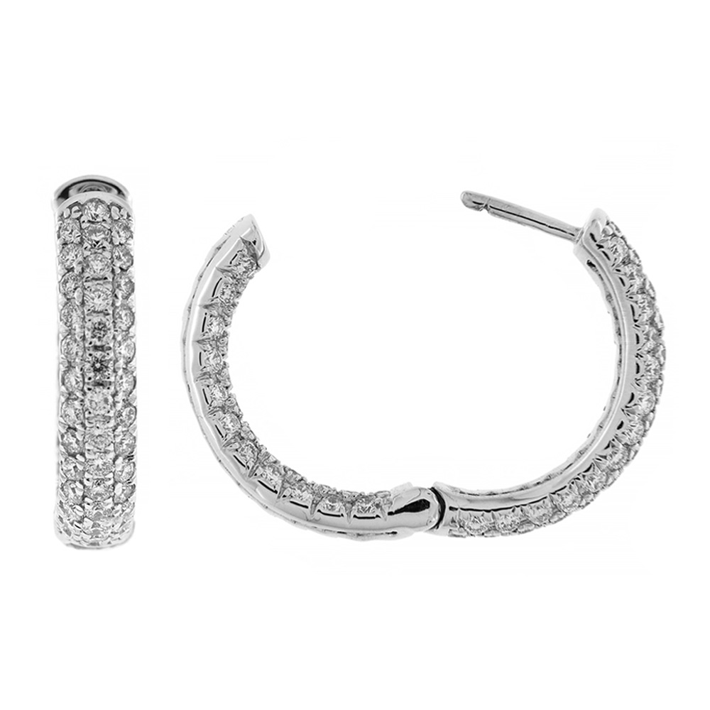 Mesovor Orecchini A Cerchio Huggie Oro Bianco Con Zirconi Cubici - Regalo Donna