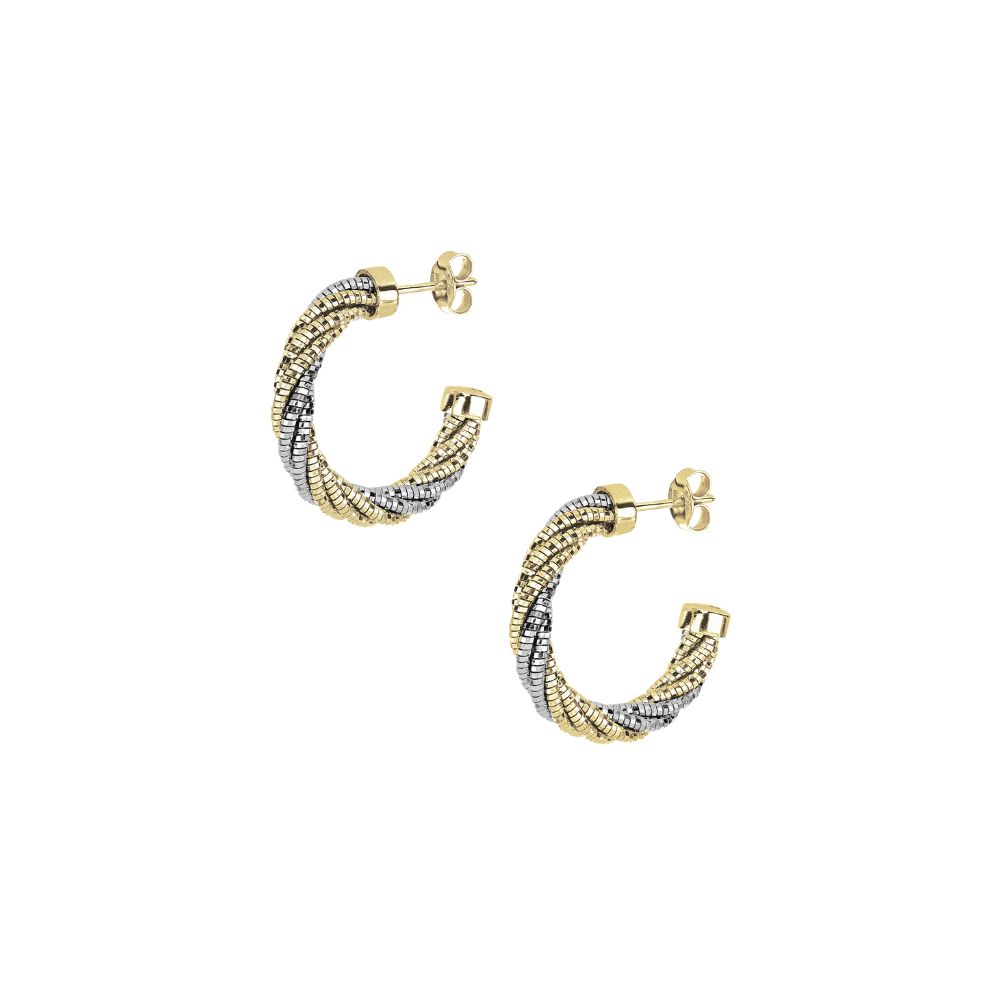Orecchini Desmos Spring Twist Hoop in Argento Bianco e Giallo Orecchini Desmos Spring Twist Hoop in Argento Bianco e Giallo