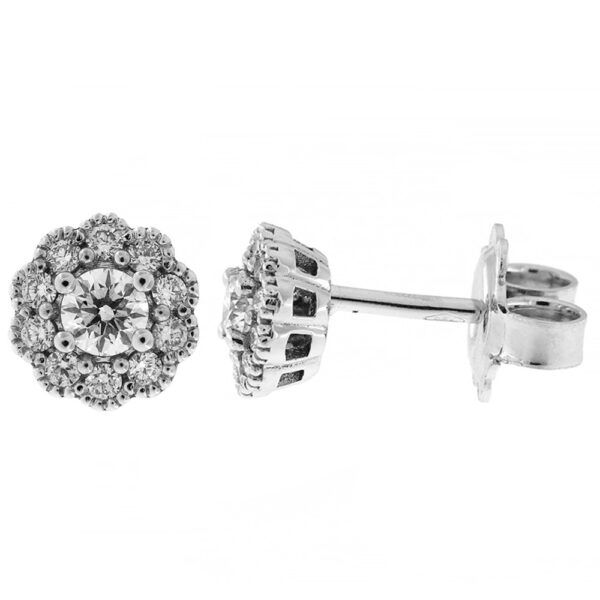 Fabio Ferro Flower Point Light Earrings in White Gold and 0.37 Carat Diamonds