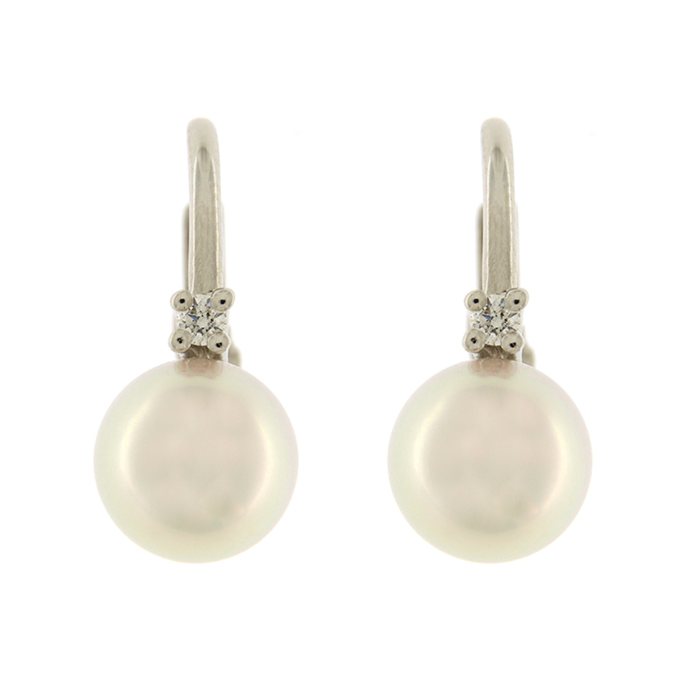 Fabio Ferro Earrings in White Gold with Sea Cultured Pearls Diameter 7.5-8.0 mm