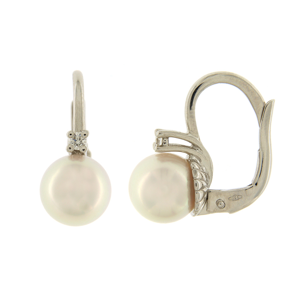 Fabio Ferro Earrings in White Gold with Sea Cultured Pearls Diameter 7.5-8.0 mm