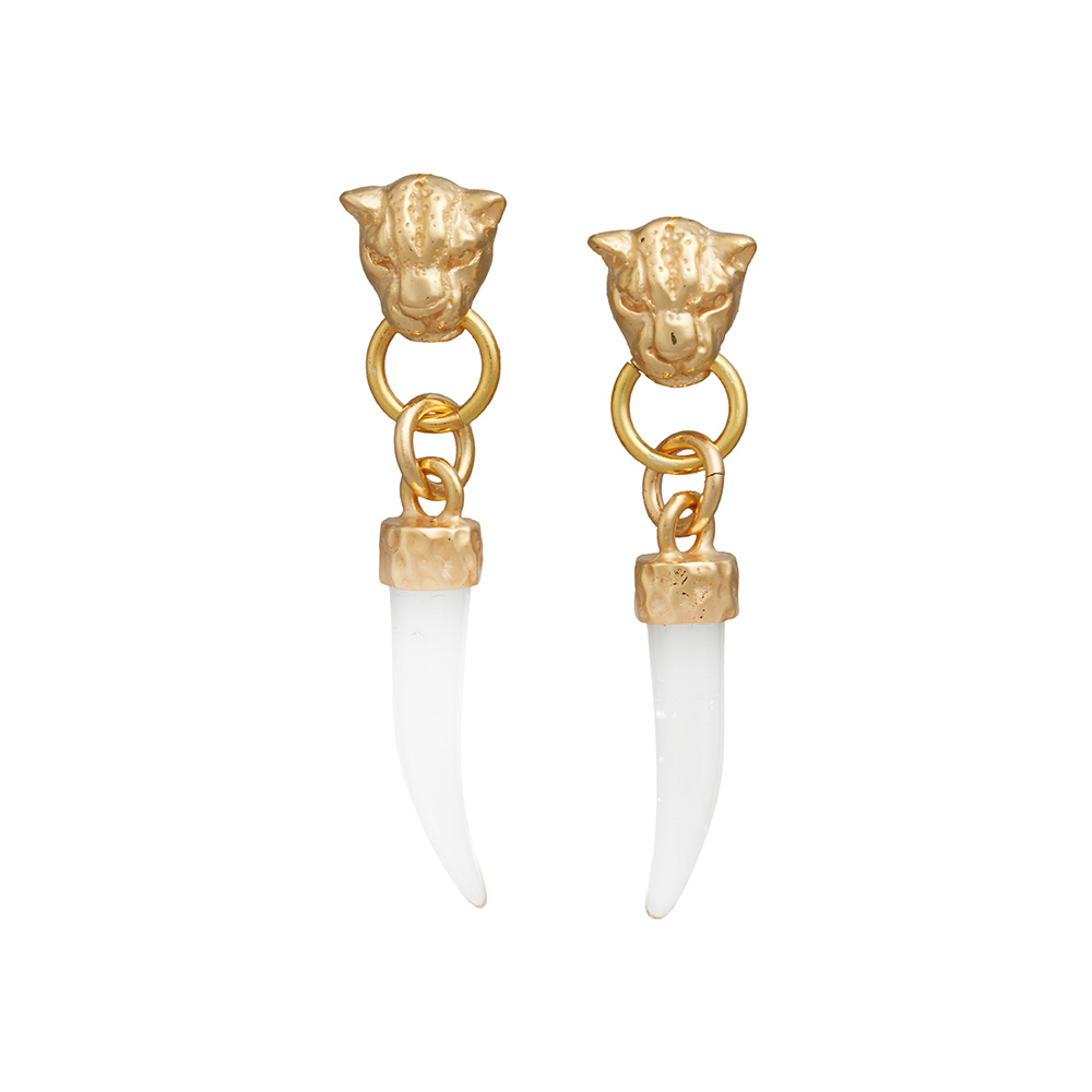 Giovanni Raspini Golden Leopard and Tusk Earrings