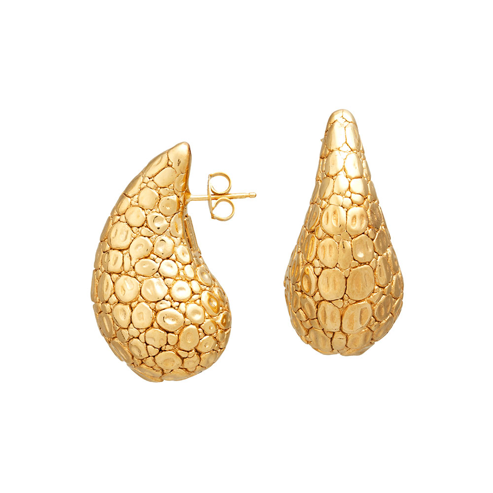 Giovanni Raspini Drop Crocodile Gold Earrings