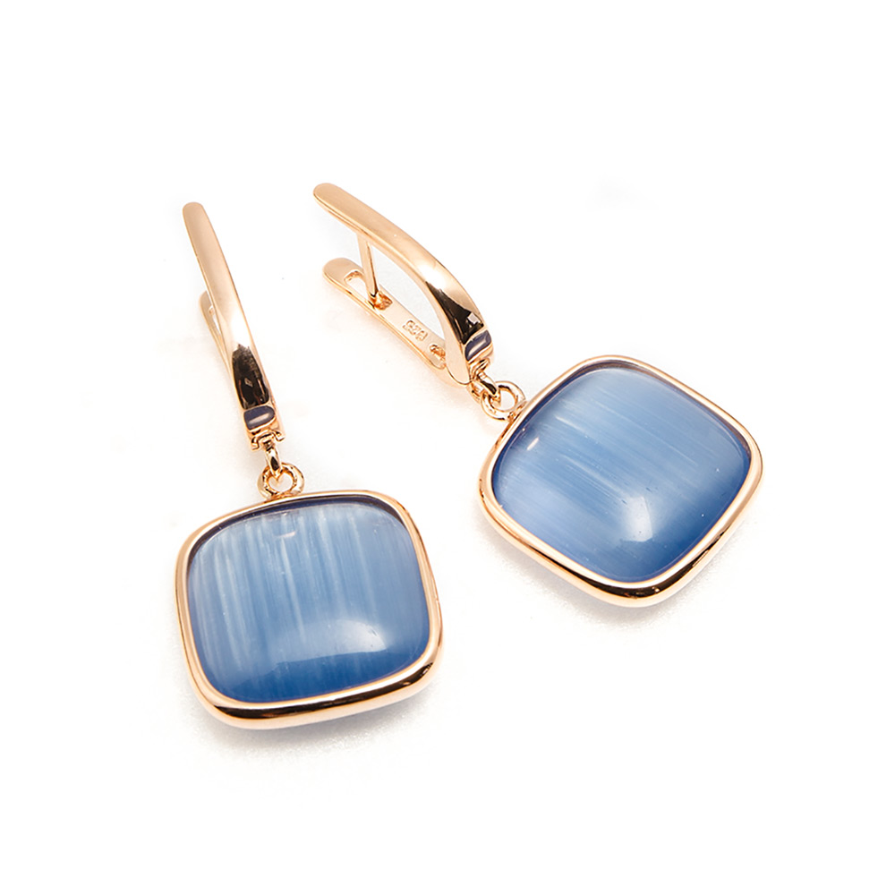 Madi Blue Lagoon Earrings with Single Hydrothermal Quartz