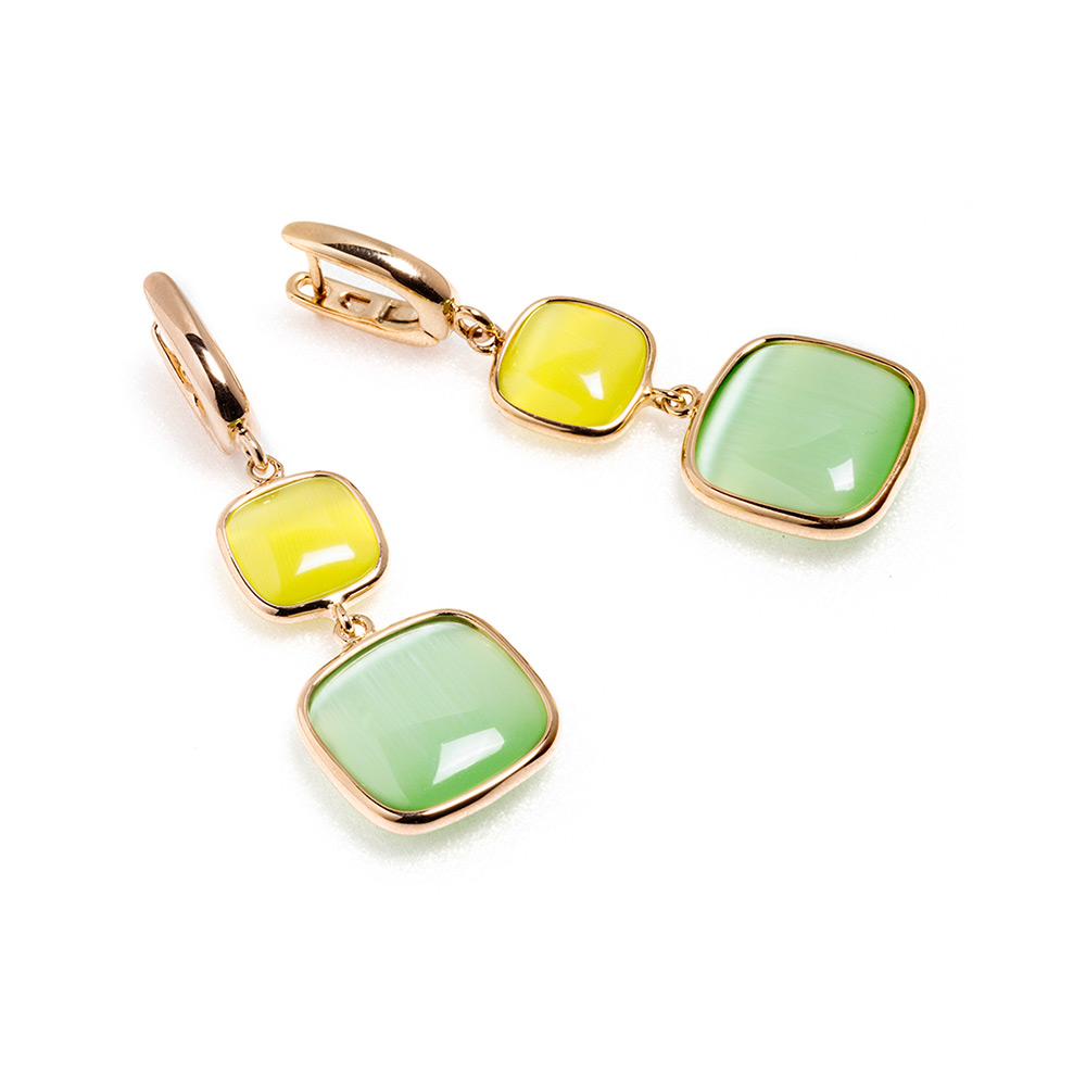 Madi Laguna Olive Pendant Earrings with Double Green Quartz