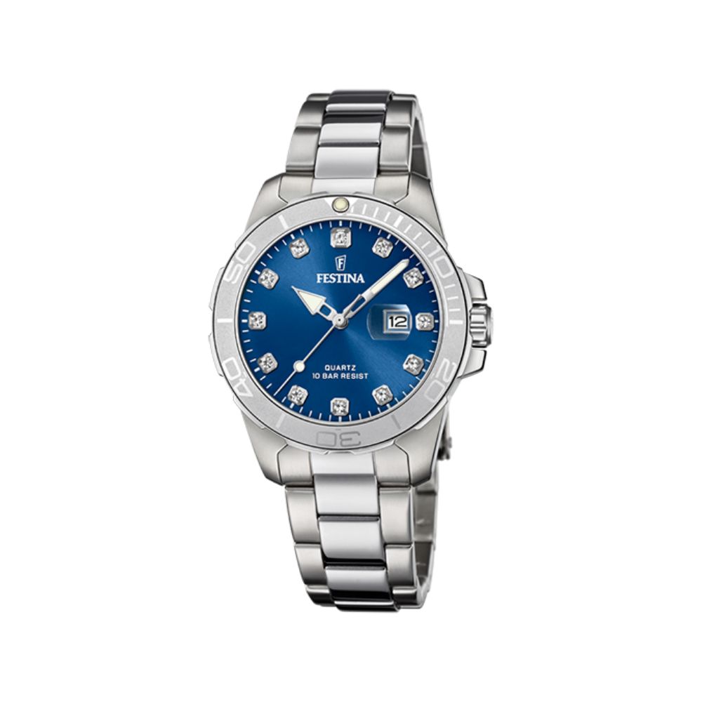Festina Boyfriend Light Blue Steel Quartz 34.5 mm Watch