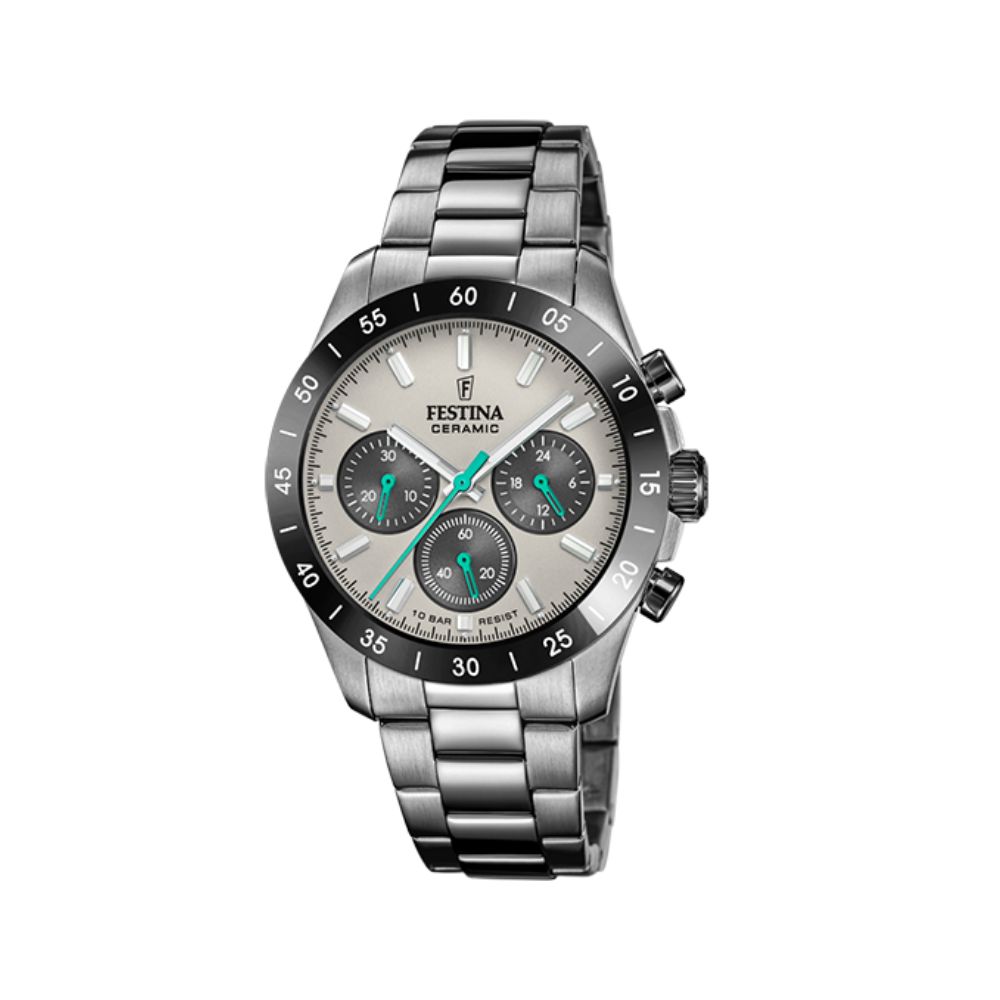 Festina Ceramic Schwarz Stahl Quarz 39 mm Uhr