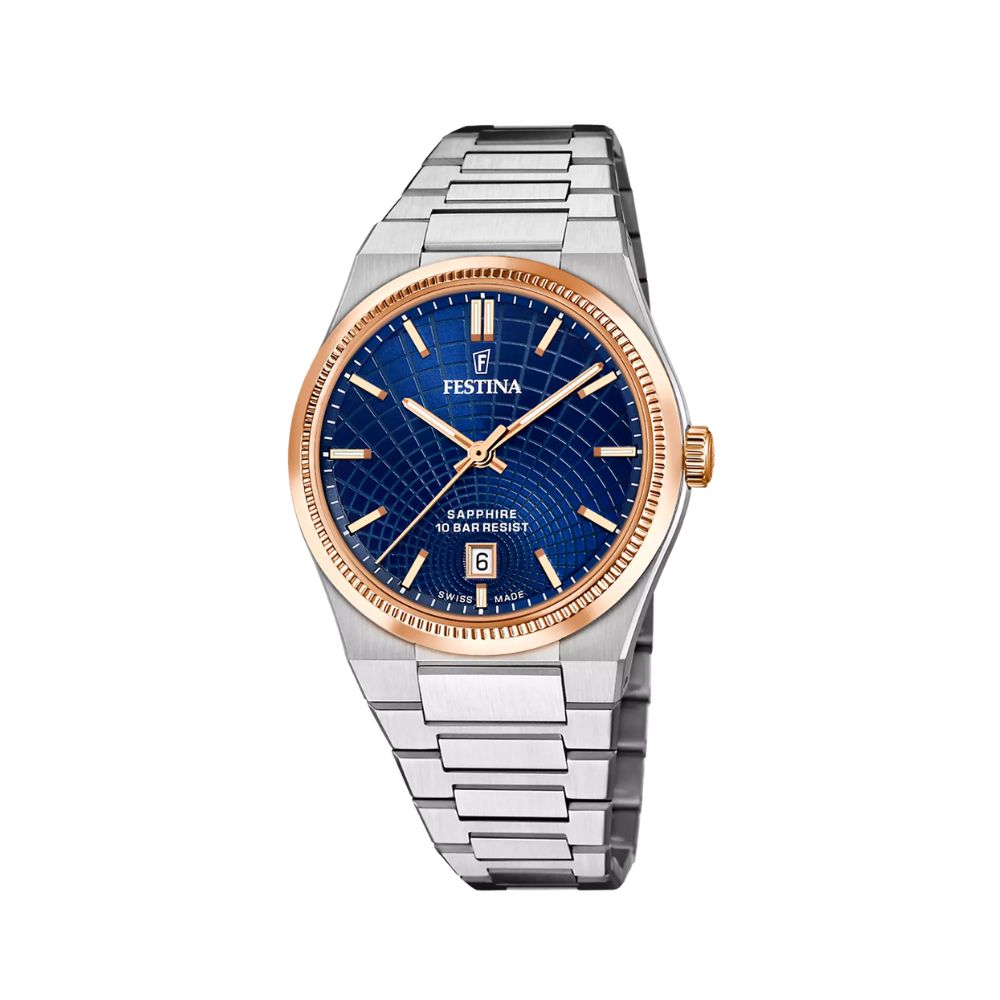 Festina Swiss Made Azure Stahl Quarz 40 mm Uhr