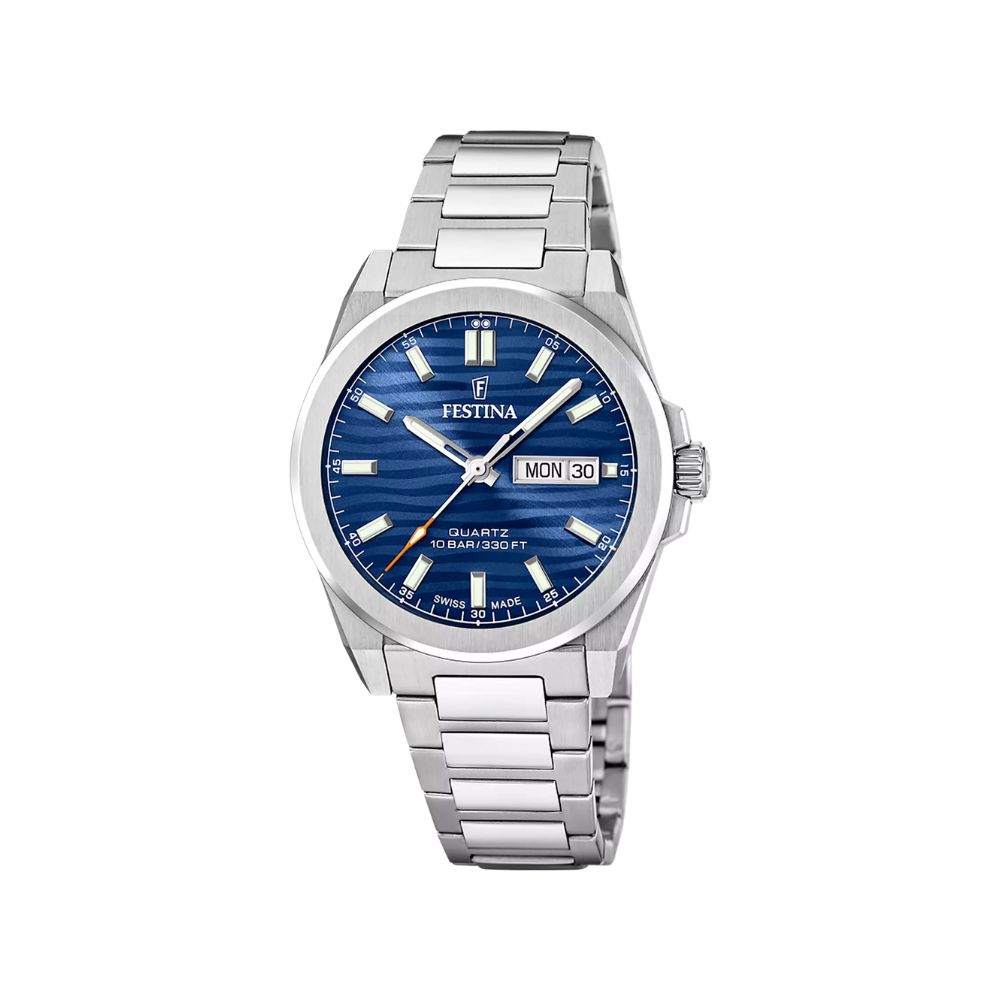 Festina Swiss Made Azure Stahl Quarz 40 mm Uhr