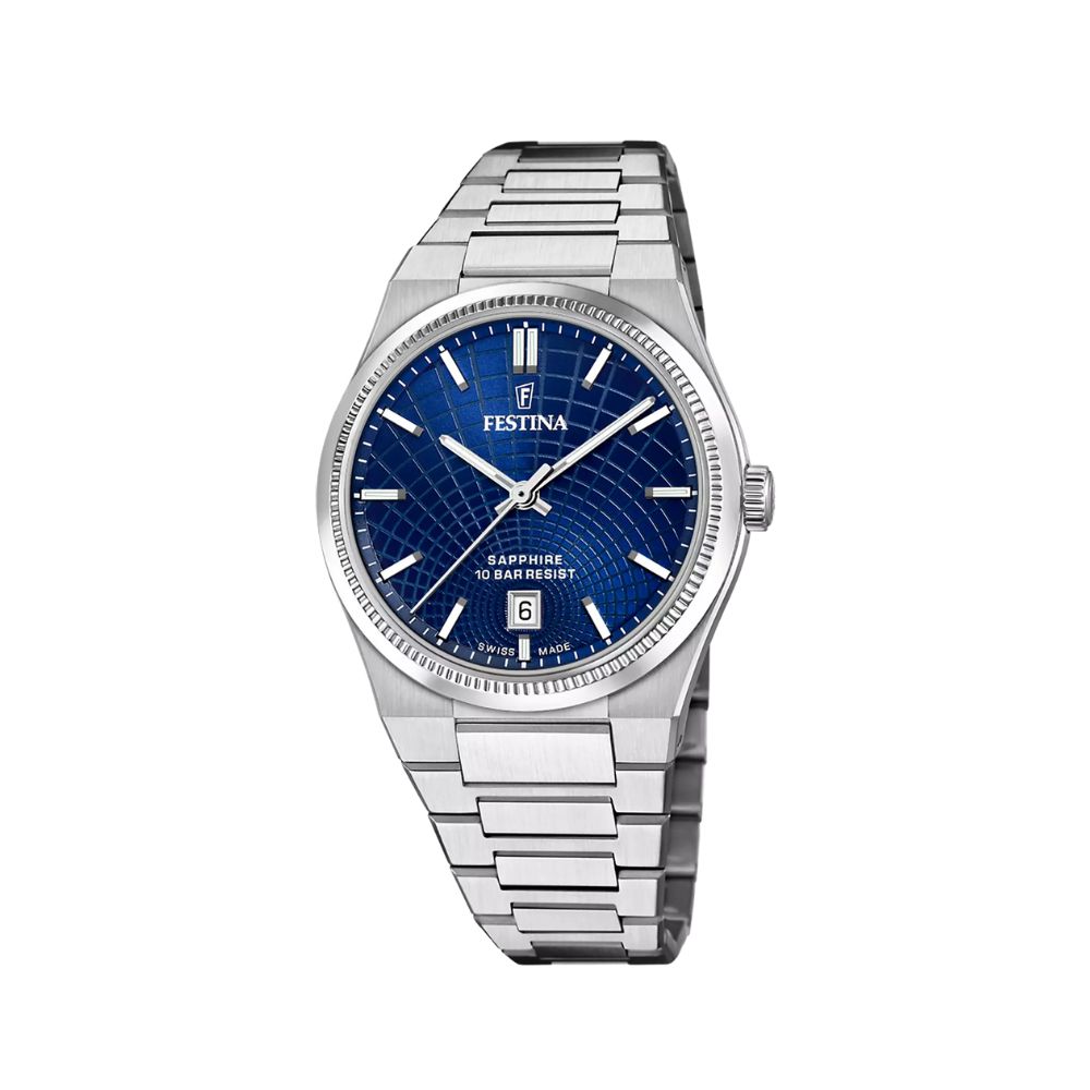 Festina Swiss Made Azure Stahl Quarz 40 mm Uhr