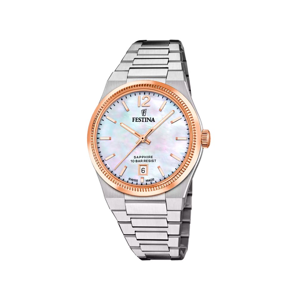 Festina Swiss Made White Steel Quartz 35mm Watch