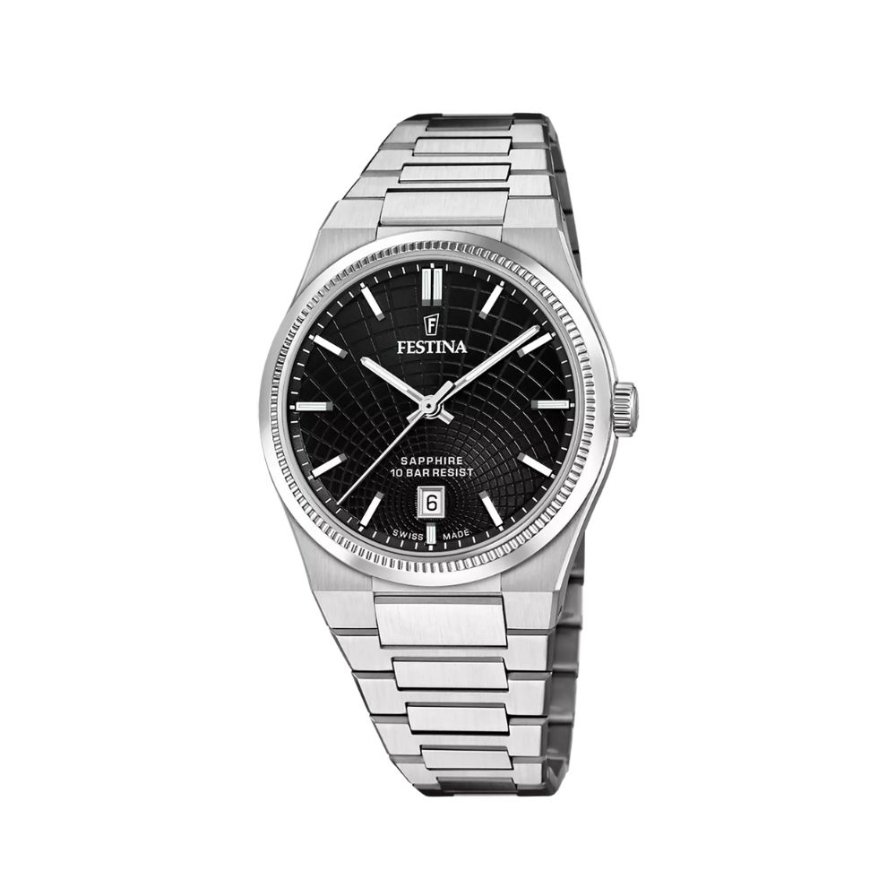 Festina Swiss Made Black Steel Quarz 40 mm Uhr