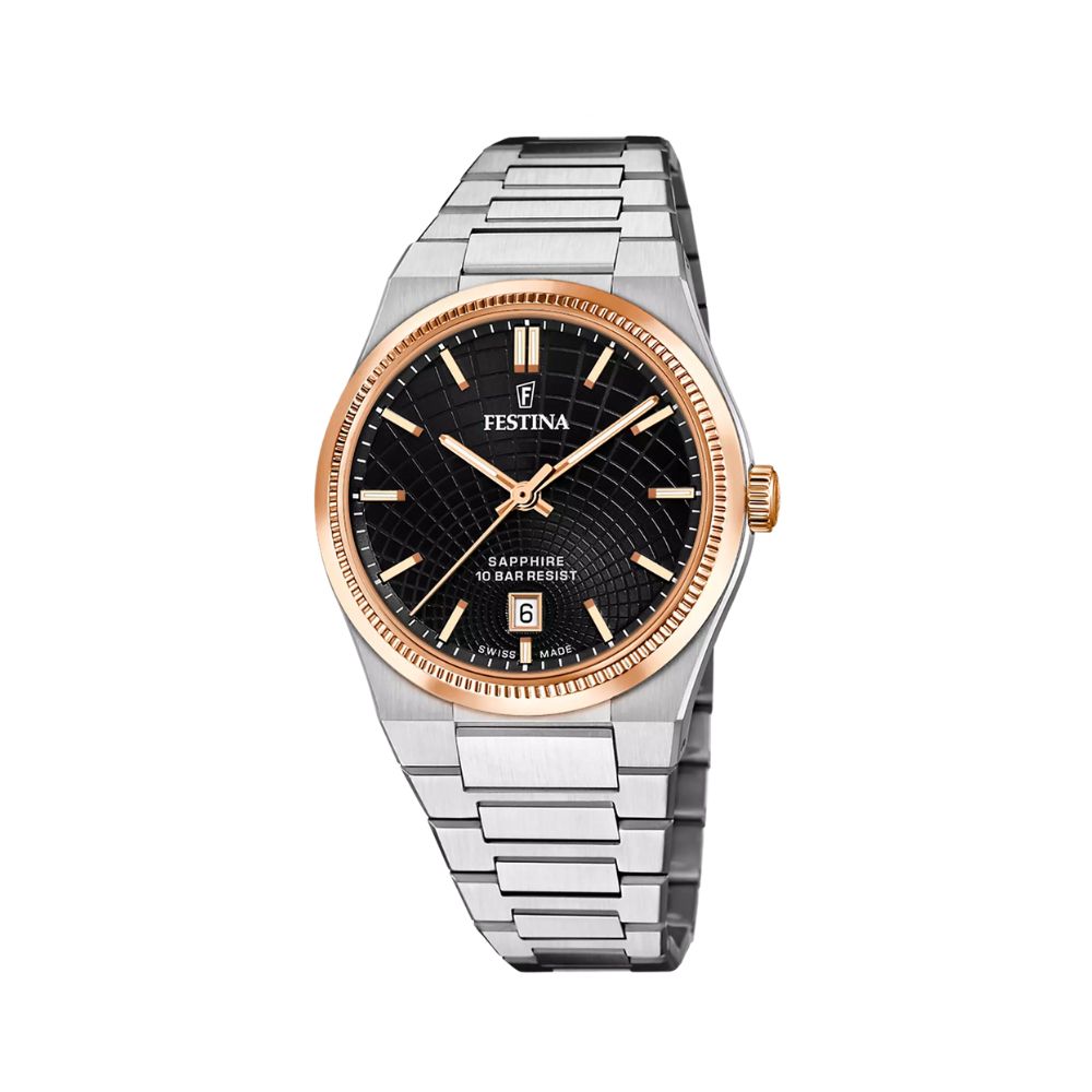 Festina Swiss Made Black Steel Quarz 40 mm Uhr