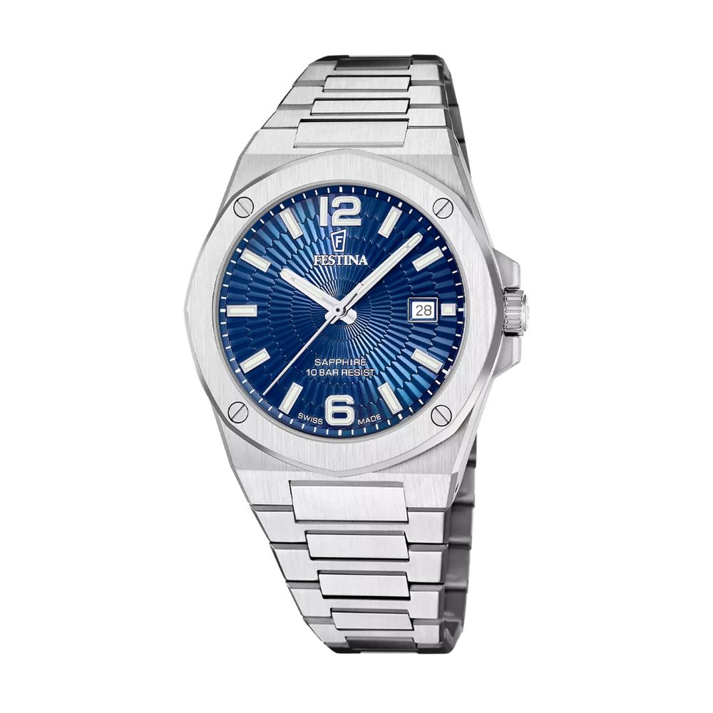 Orologio Festina Swiss Made Vallee Azzurro Acciaio Quartz 42 mm Orologio Festina Swiss Made Vallee Azzurro Acciaio Quartz 42 mm
