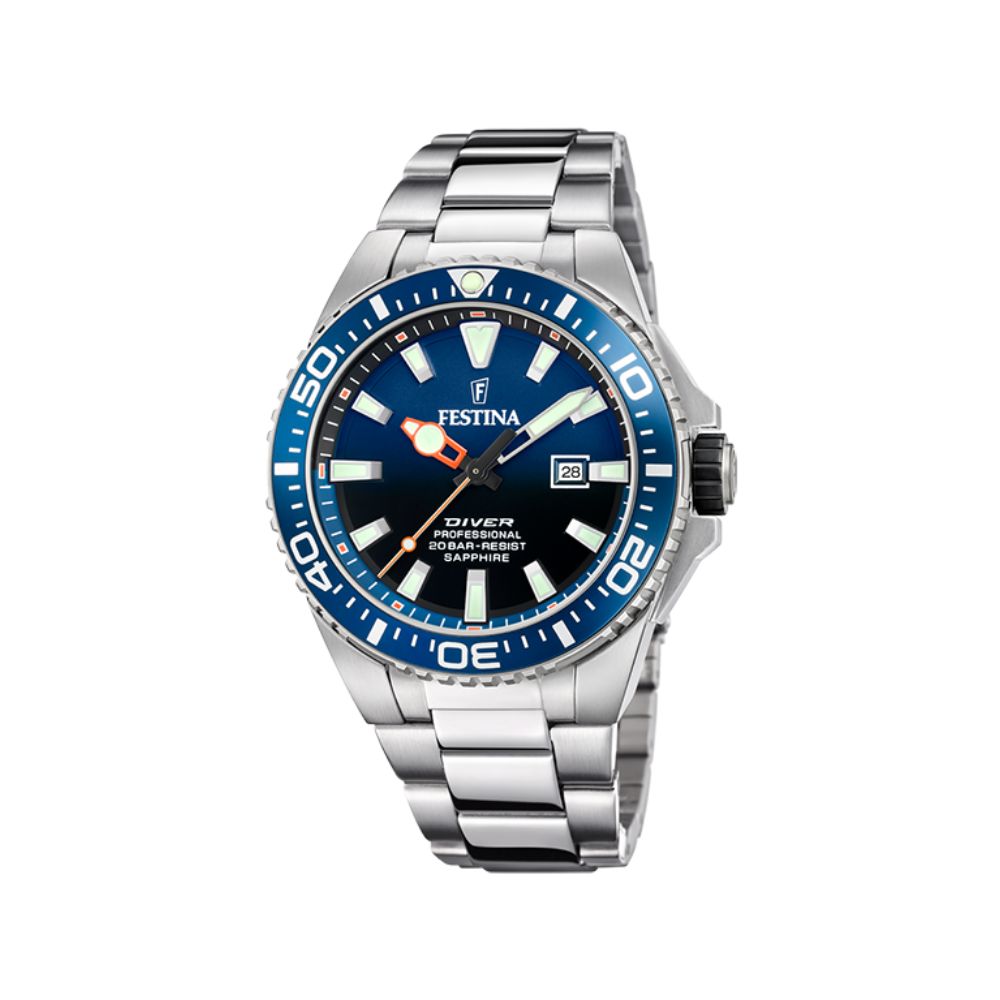 Festina The Originals Hellblau Stahl Quarzuhr 45.7 mm