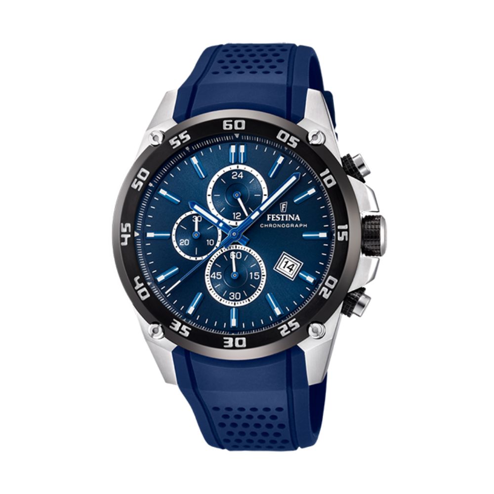 Festina The Originals Hellblau Gummi Quarz 47 mm Uhr