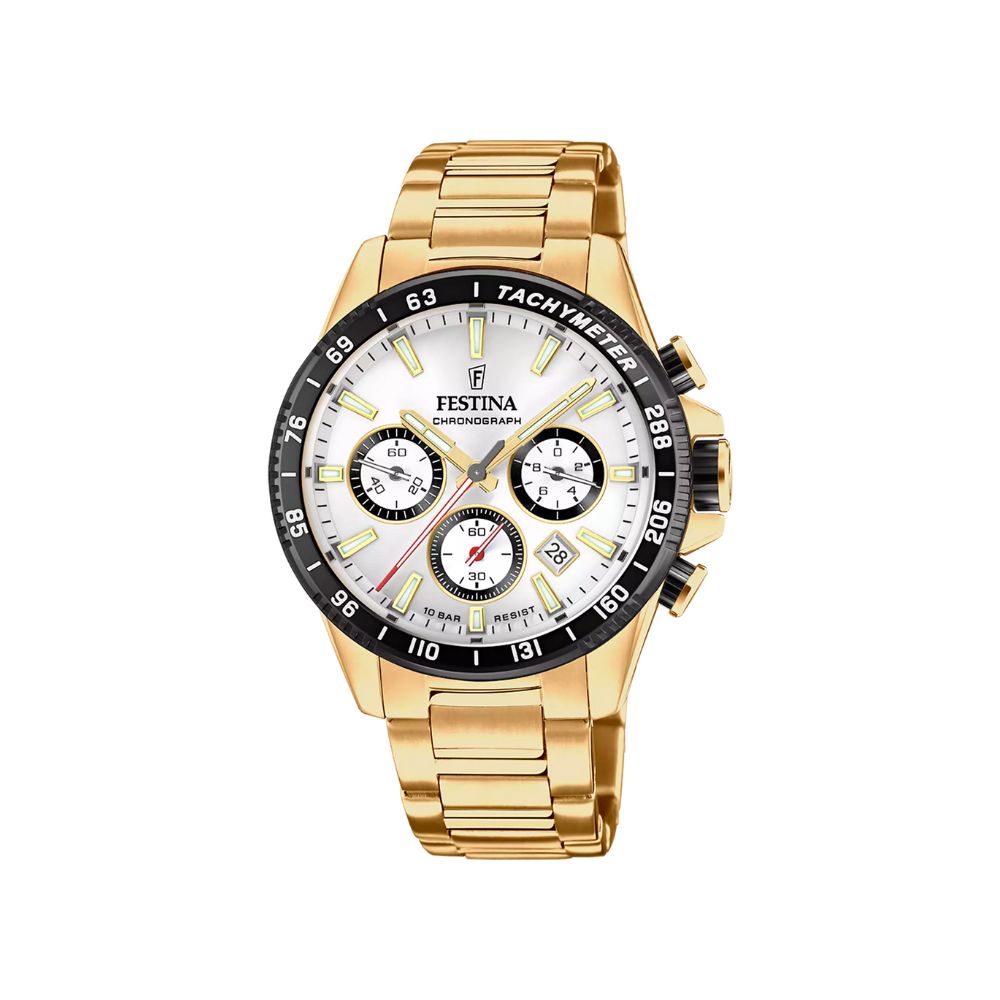 Festina Timeless Chronograph Weiß Stahl Quarz 45 mm Uhr