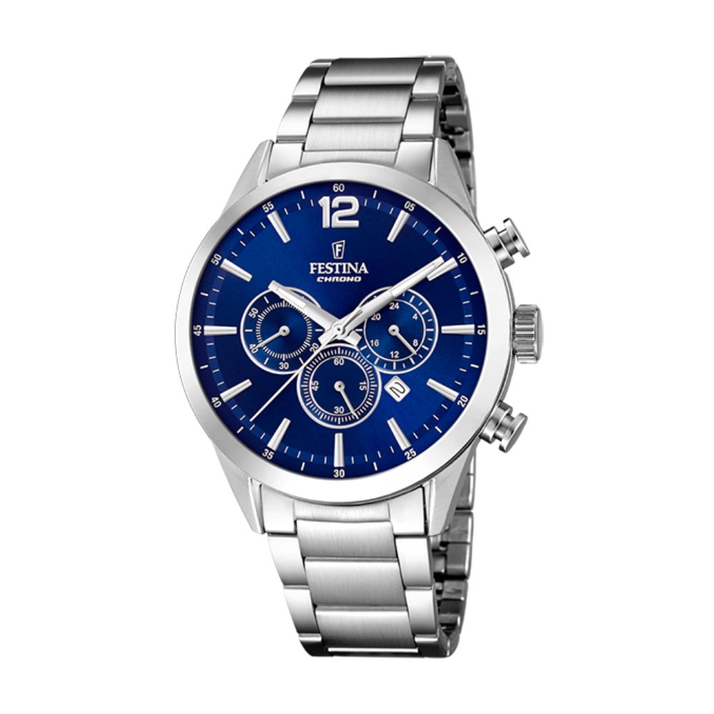 Festina Timeless Chronograph Blau Stahl Quarz 43.5 mm Uhr