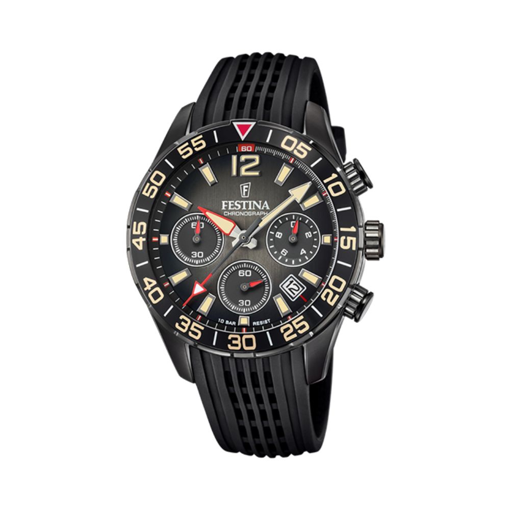 Festina Timeless Chronograph Schwarz Kautschuk Quarz 43.7 mm Uhr