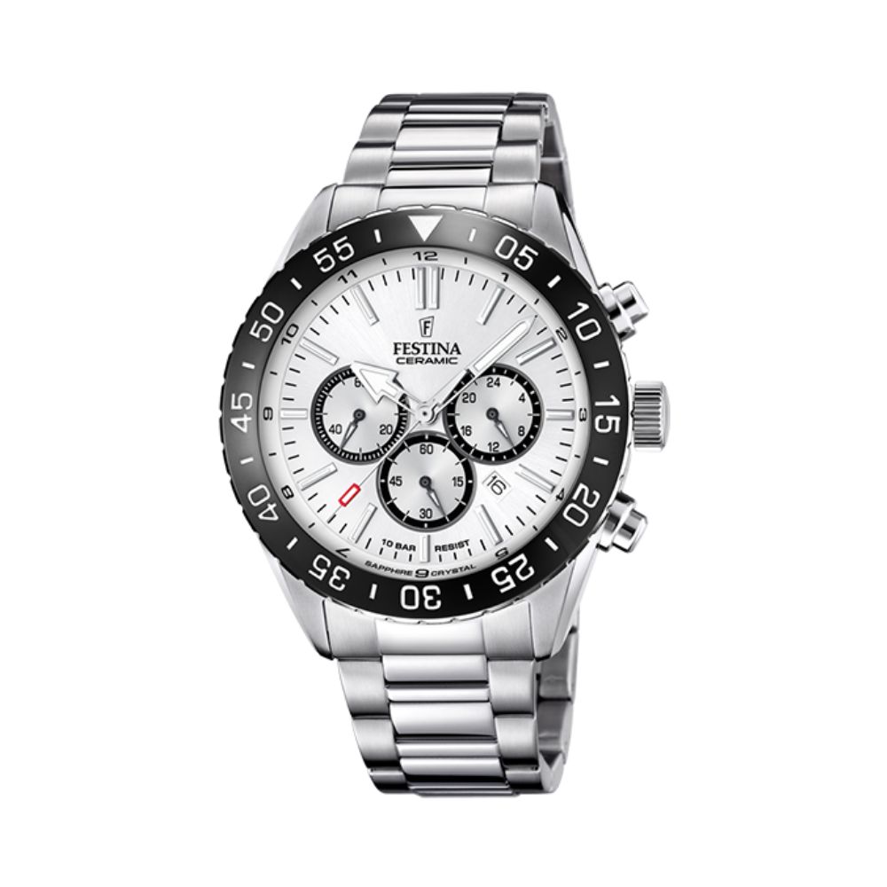 Festina Ceramic White Steel Quarz 44 mm Uhr
