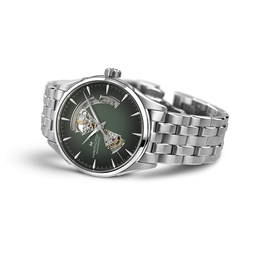 Orologio Hamilton Jazzmaster Open Heart Auto Verde Acciaio 42 mm