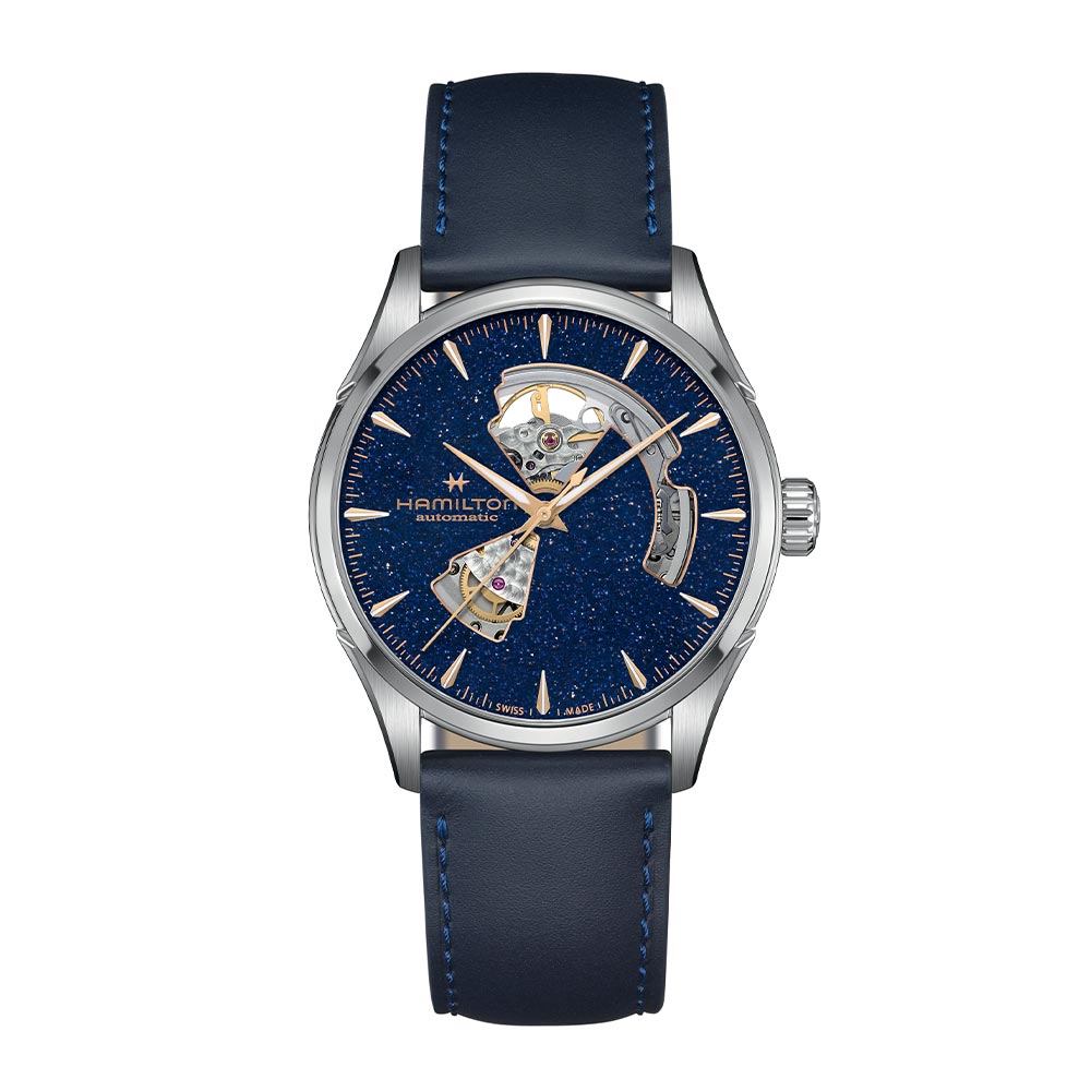 Orologio Hamilton Jazzmaster Open Heart Blu Cosmo Pelle 42 mm