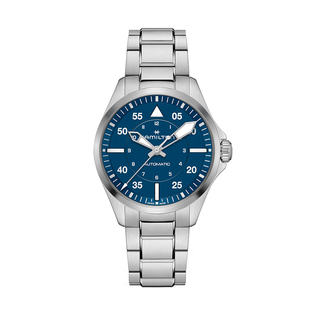 Orologio Hamilton Khaki Aviation Pilot Acciaio Auto Blu 39 mm