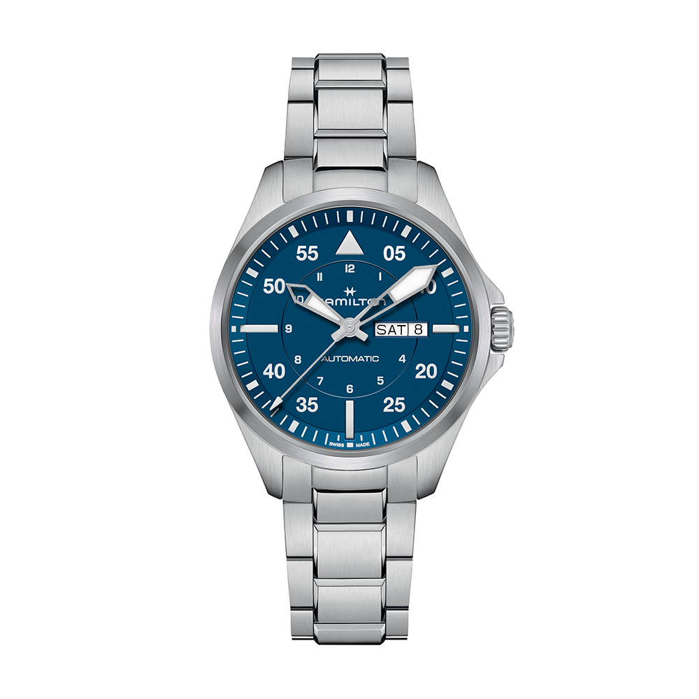 Hamilton Uhr Khaki Aviation Pilot Steel Auto Blau 42 mm