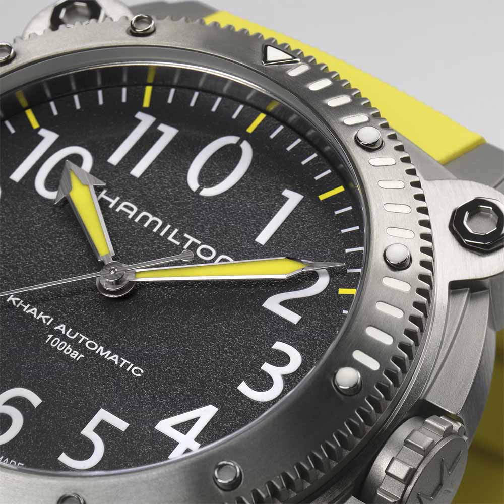 Orologio Hamilton Khaki Navy BelowZero Auto Titanium Giallo 46 mm