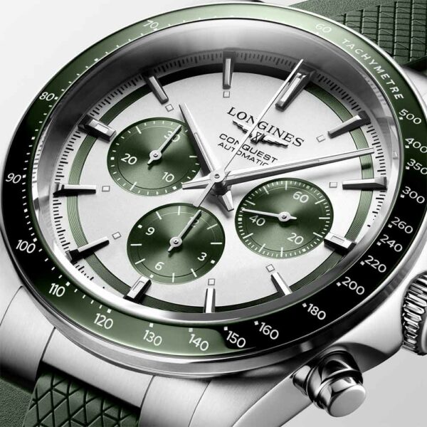 Longines Conquest Chronograph Weiß und Grün Uhr 42 mm