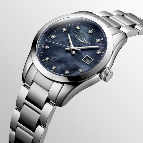 Longines Conquest Classic Quarz Stahl Schwarz Perlmutt Uhr 29,5 mm